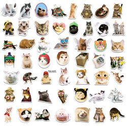 10/30/50PCS Cute Cat Cartoon Stickers Toys Graffiti Decoration Kids DIY Phone Notebook Laptop Fridge Car Funny Decals Waterproof (Online Order Only)