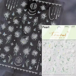 Charming Dreamy Shiny Jelly Blue Gradient Lily Flowers Rose Petal White Dot Chinese Colorful Nail Art Stickers Manicure Decals (ONLINE ORDER ONLY)