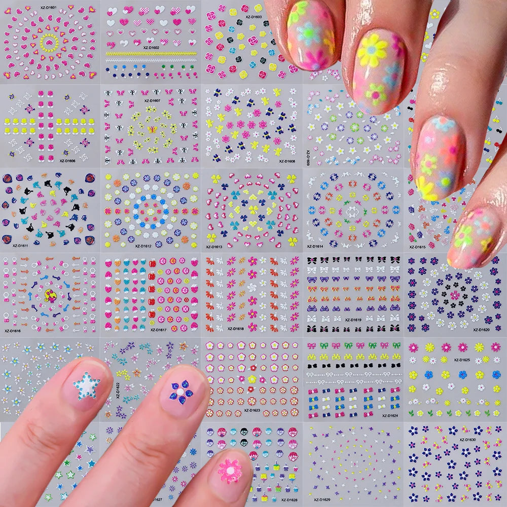 30pcs 3D Daisy Design Nail Art Sticker Set Acrylic Sanding Colorful Floral Decals Self-Adhesive Nail Art Supplies DIY Manicure * (ONLINE ORDER ONLY)