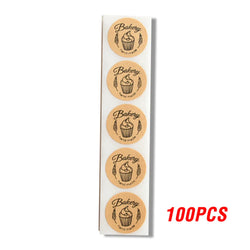 100-500pcs Kraft Paper "bakery"hand Made Stickers Scrapbooking For Cookie Boxes Seal Labels Sticker Cute Stationery Sticker 1in (ONLINE ORDER ONLY)