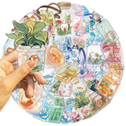 50pcs Clear Glass Flowers Plants and Animals PET Sticker Aesthetic Decoration Scrapbooking Stationery School Supplies Stickers (ONLINE ORDER ONLY)