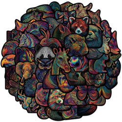 50pcs Cool Cartoon Coloruful Line Animals Stickers Psychedelic Aesthetic Art Waterproof Graffiti Laptop Phone Luggage Decals (ONLINE ORDER ONLY)