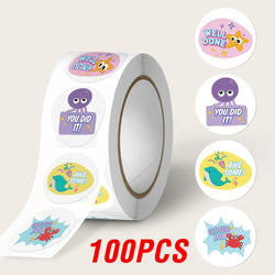 100-500pcs Round 1inch Cartoon Animal stickers for kids Teacher Reward Encourage Sticker Office Stationery (Online Order Only)