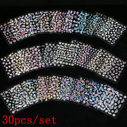 50 Sheets! 3D Flower Nail Art Stickers Decals NOT Repeat Black/White/Colorful Self Adhesive Nail Sticker Decals Random Pattern * (ONLINE ORDER ONLY)