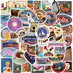 50pcs Cool Vintage Stickers Retro Decal For Skateboard Laptop Phone Bike Car Funny Waterproof Sticker Kids Classic Toys (Online Order Only)