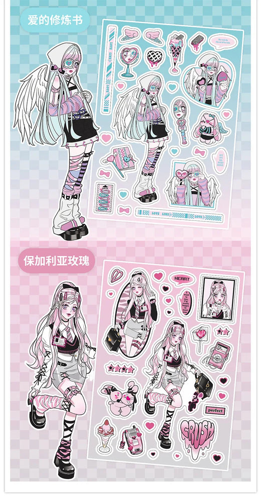 1pcs New Kawaii Heartbeat Girl Scrapbooking Sticker Art Collage Diary Journal DIY Craft Aesthetics Decorative Sticker Stationery (ONLINE ORDER ONLY)