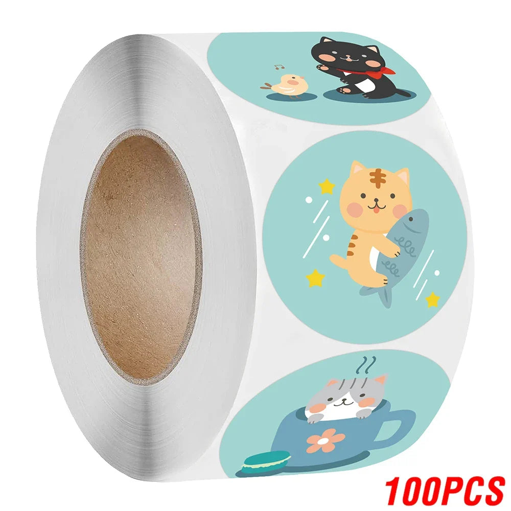 100-500pcs 1inch Cartoon Animal Children Sticker Label Thank You Cute Toy Game Sticker DIY Gift Sealing Label Decoration Supp (ONLINE ORDER ONLY)