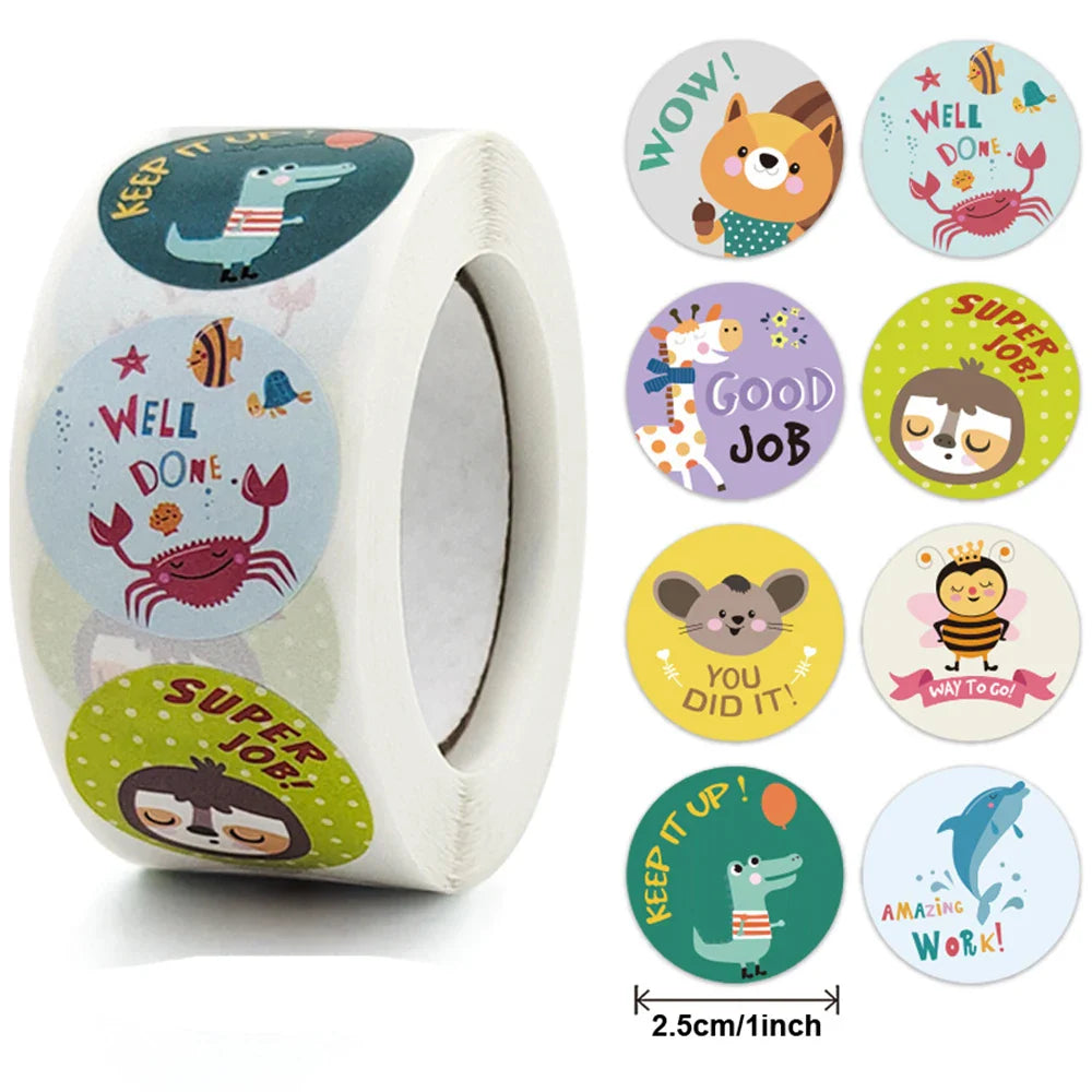 100-500pcs Stickers for Kids Cute Animal Children Reward Stickers Teacher Supplie for Classroom Potty Training Motivational (Online Order Only)