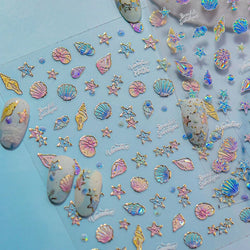 Beach Colourful Conch Dolphin Shell Starfish Jellyfish Star Summer Sea Wave Vacation Mode Water Bubble Nail Art Stickers Decals (Online Order Only)