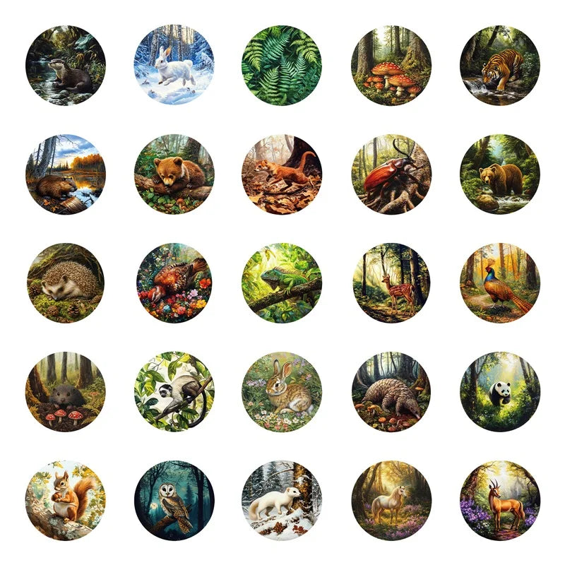 10/30/50PCS Kawaii Forest Animal Sticky PVC Sticker Aesthetic Children's Stationery DIY Decoration Scrapbooking School Supplies (Online Order Only)