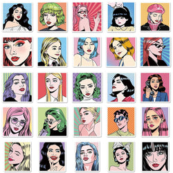 10/30/50pcs Retro Pop Style Girl Anime Stickers Decals Laptop Motorcycle Skateboard Car Phone Guitar Decoration Sticker Kids Toy (ONLINE ORDER ONLY)