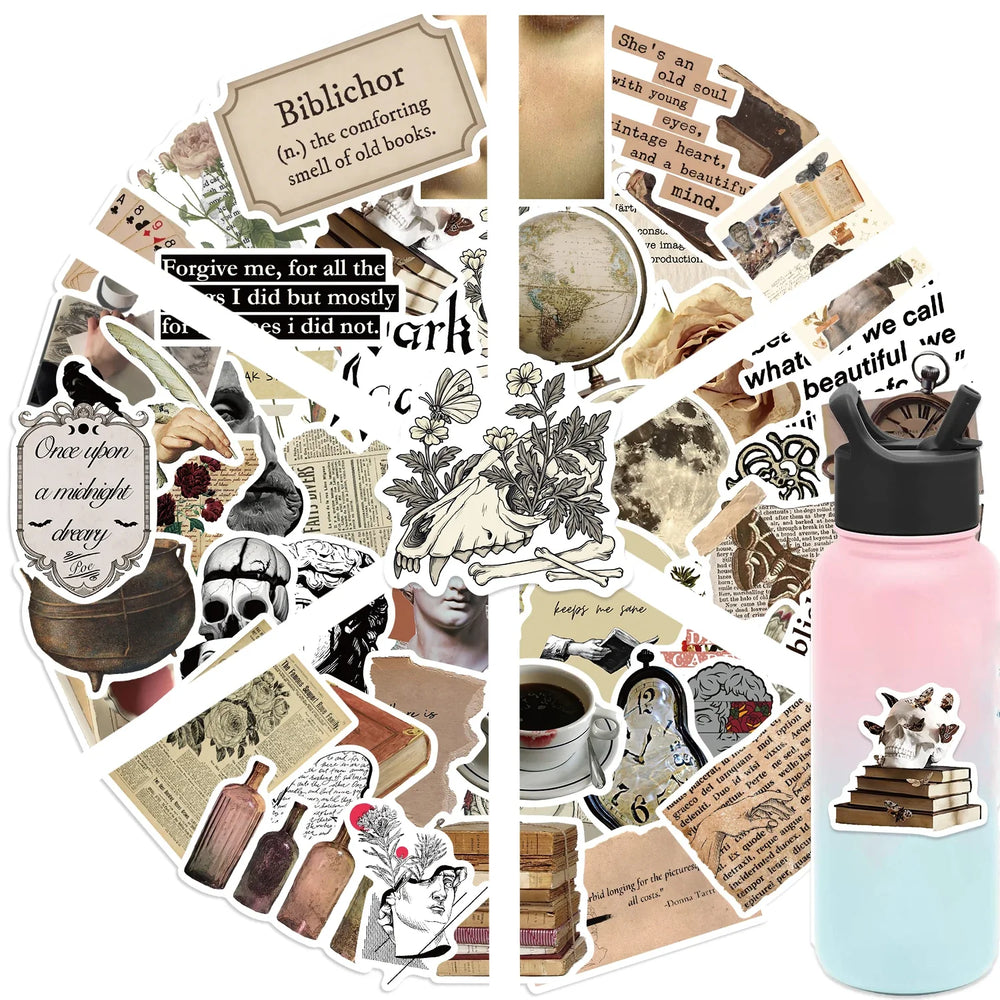 50PCS Dark Academia Cool Stickers Decals For Laptop Phone Suitcase Fridge Skateboard Waterproof Sticker Kids Toys (ONLINE ORDER ONLY)