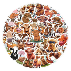 55pcs Cartoon Cow Stickers for Laptop, Phone, Water Bottle, Suitcase, Stationery, Refrigerator (Online Order Only)