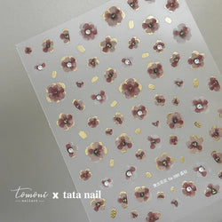 Retro Flowers Petal Pearl Rhinestones Halo Dyeing Chic Daisy Vintage Gold Foil  Floral Designs Nail Art Stickers Manicure Decals (ONLINE ORDER ONLY)