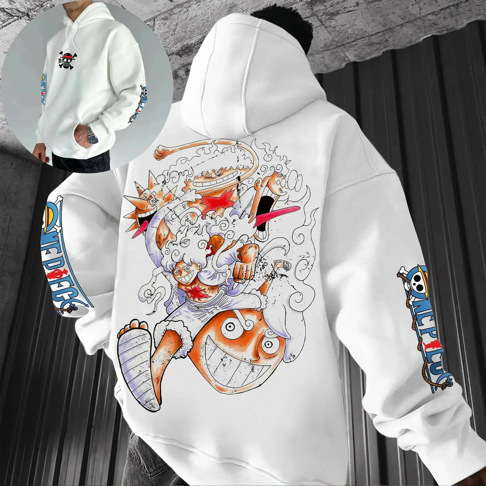 One Piece Luffy Gear 5 Nika Black Hoodie Streetwear (ONLINE ORDER ONLY)