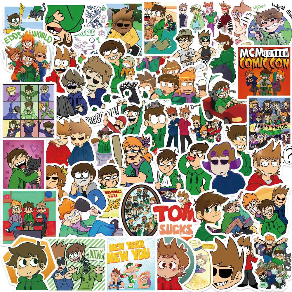 52pcs Eddsworld Cartoon Cute Stickers Vinyl Waterproof Decals For Laptop Luggage Skateboard DIY Kids Toys Sticker (Online Order Only)