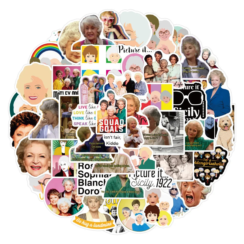 10/50PCS Fashion Stay Golden Girl Stickers Graffiti Waterproof DIY Snowboard Helmet Laptop Car Styling Vinyl Sticker Decal Gift (Online Order Only)