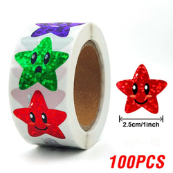 100-500pcs Glitter Star Stickers for Kids School Teacher Reward Sticker Party Decor Small Business Label Scrapbooking Stickers (Online Order Only)