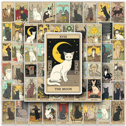 Gothic Mystic Cat Tarot Stickers Decal for Skateboard Laptop Phone Car Luggage (Online Order Only)