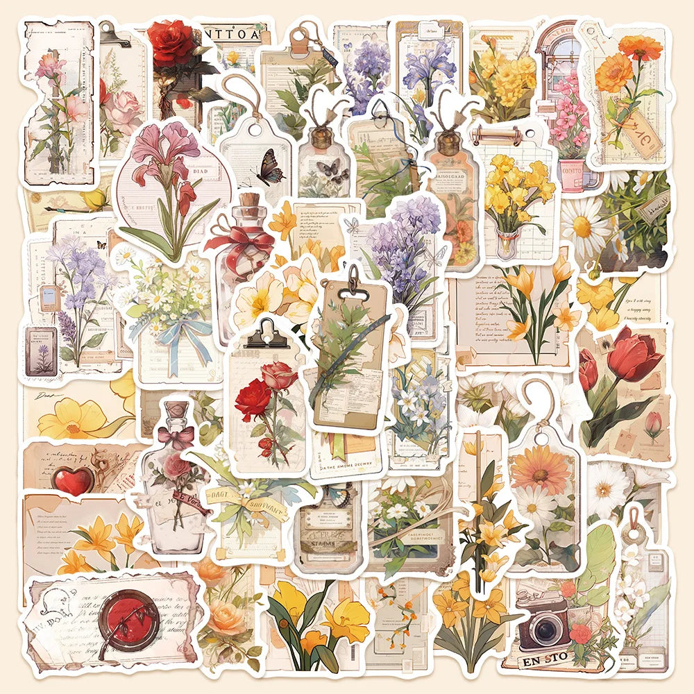 50pcs Cartoon Flower Graffiti Stickers for Helmet, Wall, DIY Decoration (ONLINE ORDER ONLY)