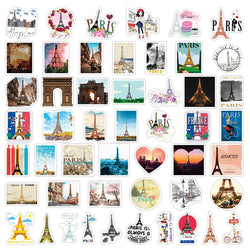 10/30/50PCS Paris Landscape Famous Buildings Stickers Decal Decorative DIY Phone Motorcycle Laptop Toy PVC Waterproof Sticker (ONLINE ORDER ONLY)