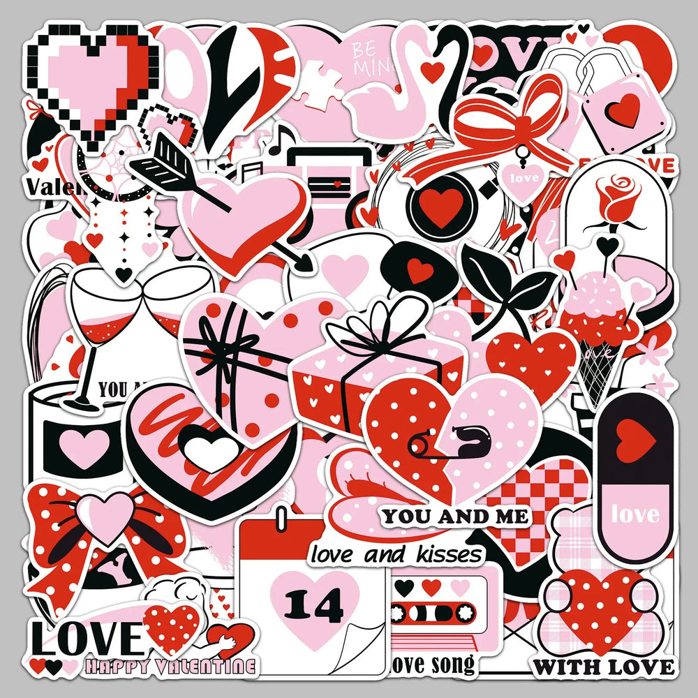 50pcs Cartoon Love Couple Graffiti Stickers for Helmet, Wall, DIY Decoration (Online Order Only)