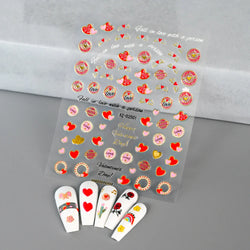 1PC Holographic Laser Heart Nail Stickers-3D Self-Adhesive Golden White Valentines Day Nail Decals For Women Nail Art Decoration (ONLINE ORDER ONLY)