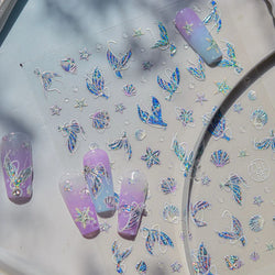 Jellyfish Schools of Fish Shoal Mermaid Tail Seahorse Dreamy Ocean Starfish Shell Coral Adhesive Nail Art Sticker Manicure Decal (ONLINE ORDER ONLY)