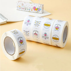 100-500pcs Round Happy birthday Labels Kraft Paper Sticker Candy Bag Flower Gift Box Cake Boxes and Packaging Wedding Stickers (ONLINE ORDER ONLY)