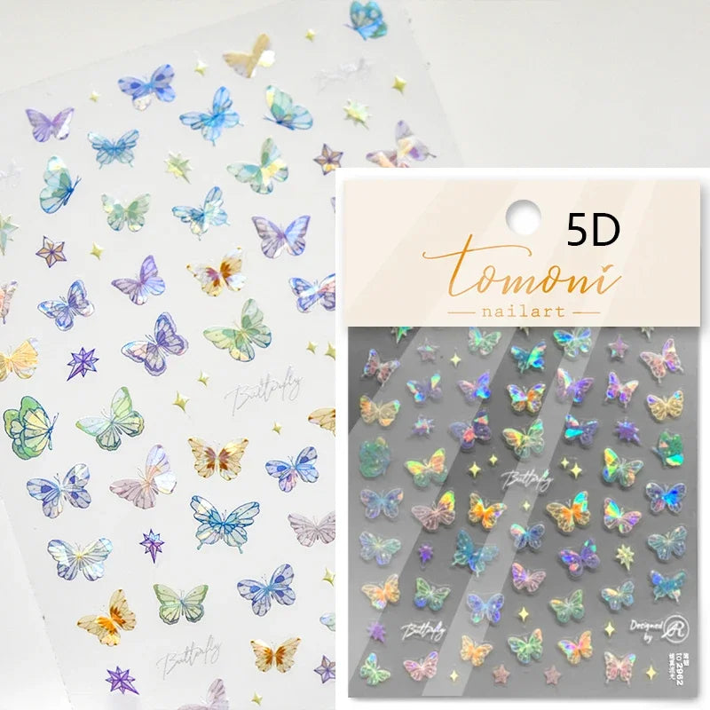 Fantasy Beach Summer Dreamy Colorful Seasnail Shell Pearl Conch Jelly Star 5D Decals Soft Relief 3D Decoration Nail Art Stickers (Online Order Only)