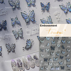 Oil Painting Style Rose Flowers Butterfly Wreath Floral Garland 5D Soft Relief Adhesive Nail Art Sticker Cute 3D Manicure Decals (ONLINE ORDER ONLY)