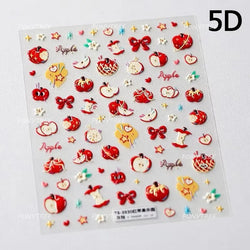 Shiny Attractive Apple Core Peel Cute Fruits Bowknot Tie Star Self Adhesive Nail Art Stickers Charming Rhinestone Manicure Decal (ONLINE ORDER ONLY)