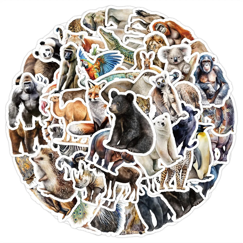 10/50pcs Mixed Africa Wild Jungle Animals Stickers Graffiti for Boys Girls Toy Scrapbooking Water Bottle Phone Fridge Sticker (Online Order Only)