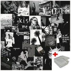 50pcs Black & White Graffiti Stickers for Wall Decoration with Storage Box (Online Order Only)
