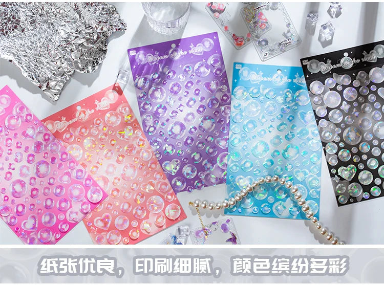 1PCS Kawaii Laser Bubbles Decorative Stickers Diary Idol Photocards DIY Craft Stickers Scrapbooking Stickers Confetti Sticker (Online Order Only)
