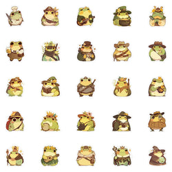10/30/50PCS Kawaii Frog Cartoon Stickers Retro Style Sticker Cute Animal Meme DIY Luggage Laptop Phone Guitar Bike Skateboard (Online Order Only)