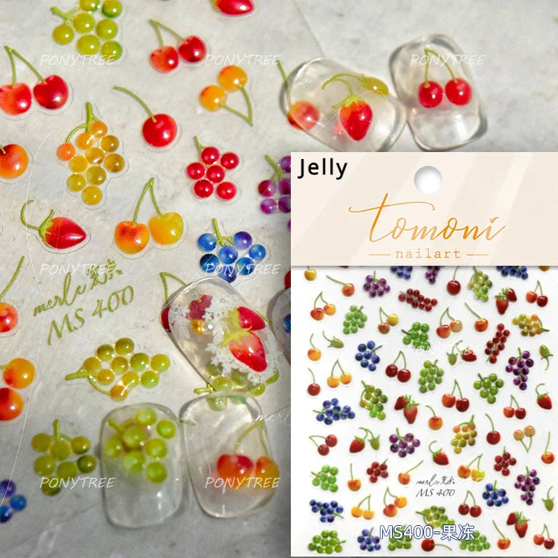 Carambola Grape Honey Peach Cherry Pineapple Pineapple Orange Apple Lemon Bromeliad Fruit Jelly Nail Art Sticker Manicure Decals (ONLINE ORDER ONLY)