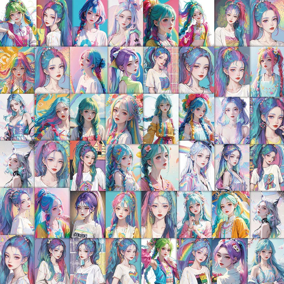 50pcs Rainbow Girl Graffiti Stickers for Room Decoration (Online Order Only)