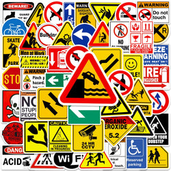 10/50pcs Funny Warning Stickers Danger Banning Sign Viny Decal Car Scooter Motorcycle Suitcase Violation Sticker Classic Toy (Online Order Only)