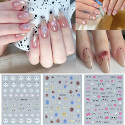 Lovely Cartoon Halo Dyeing Cat Bowkbot Paw Kitten Star Love Charming Self Adhesive Nail Art Sticker Cute Animals Manicure Decal (ONLINE ORDER ONLY)