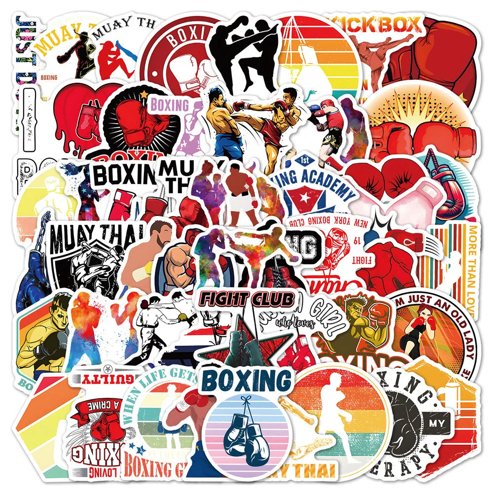 Boxing Cartoon Stickers for Phone Laptop Luggage Skateboard Kid Toy (Online Order Only)