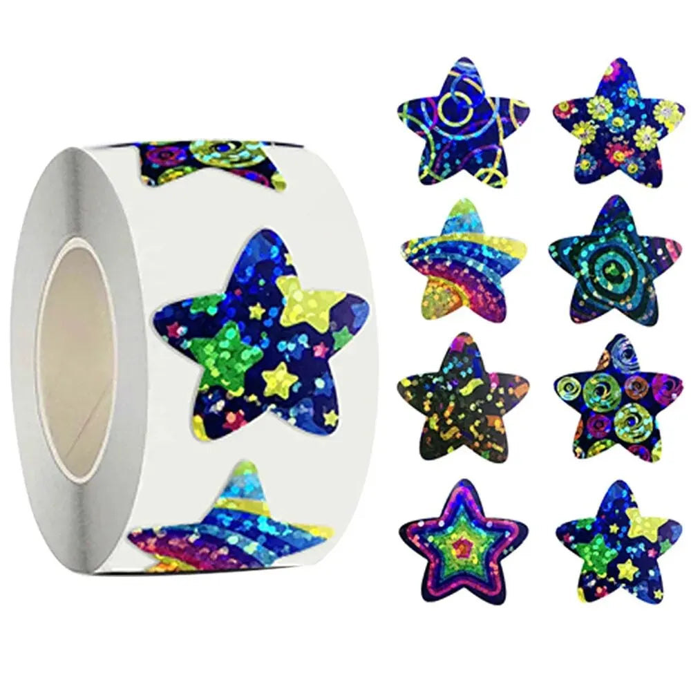 500Pcs Cartoon Outer Space Star Stickers 8 Designs 2.5cm for Rewards, Games, Party Gifts (Online Order Only)