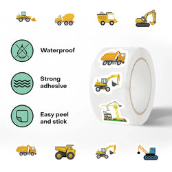 500Pcs Construction Vehicle Sticker Roll For Kids Reward Encourage Sticker For Labels Thank You Sticker Kids Toys (ONLINE ORDER ONLY)