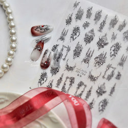 Retro Candlestick Holder Rose Rambler Birdcage Photo Frame Lace Self Adhesive Nail Art Sticker Charm Rhinestone Manicure Decal (Online Order Only)