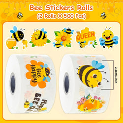 500Pcs /1 Rolls 2.5cm/1inch Yellow Bee Flower Shaped Sticker Decoration Gift Box Sticker Label Stationery Sticker (ONLINE ORDER ONLY)