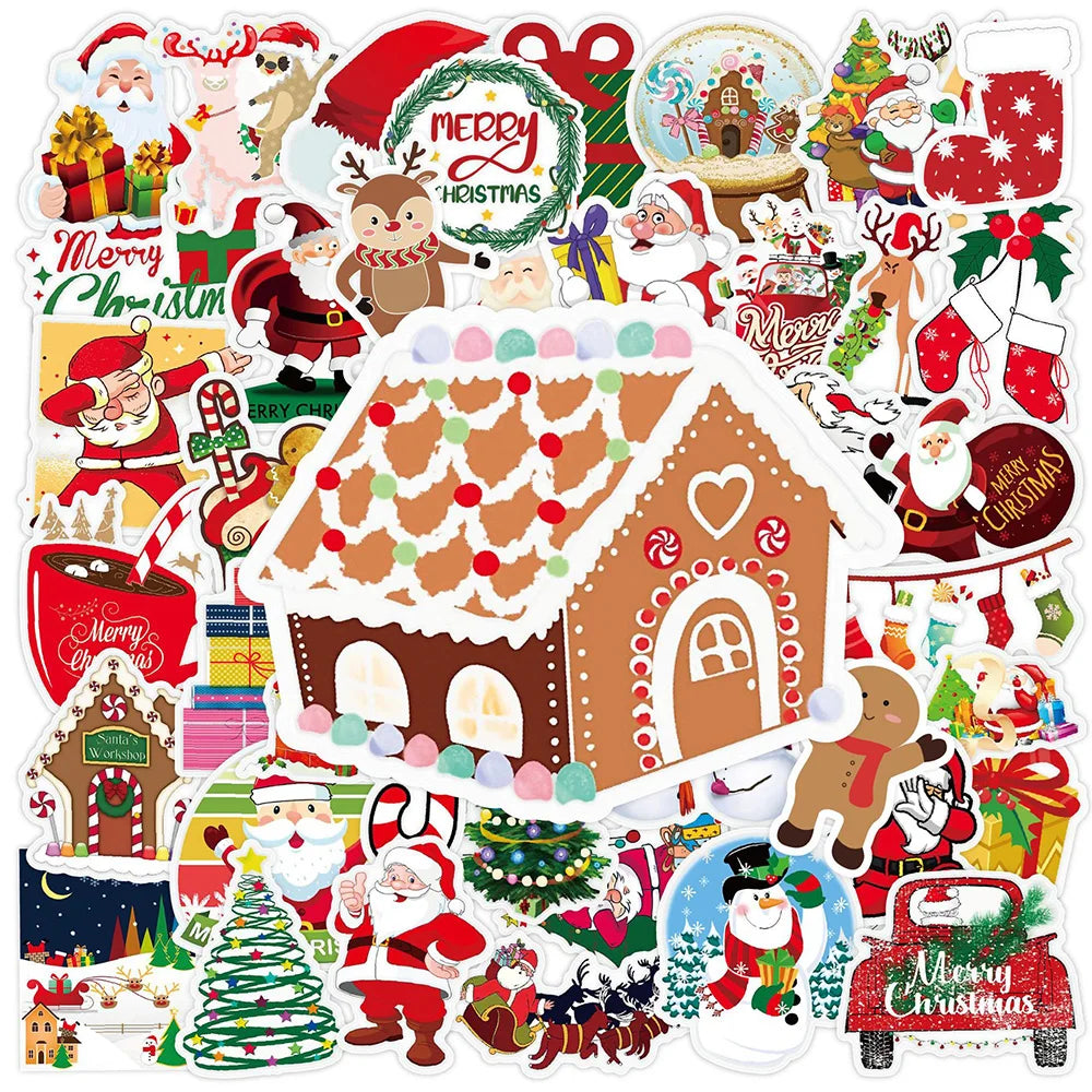 Christmas Santa Tree Stickers 10/30/50PCS - Laptop, Luggage, Skateboard, Kid Gift Decals (Online Order Only)