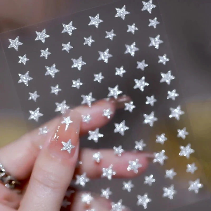 Reflective Glitter 3D Nail Stickers Love/Bear/Butterfly/Flame/Star Design Foils Sliders Manicure Decals Wraps Press on Nail Tool (ONLINE ORDER ONLY)