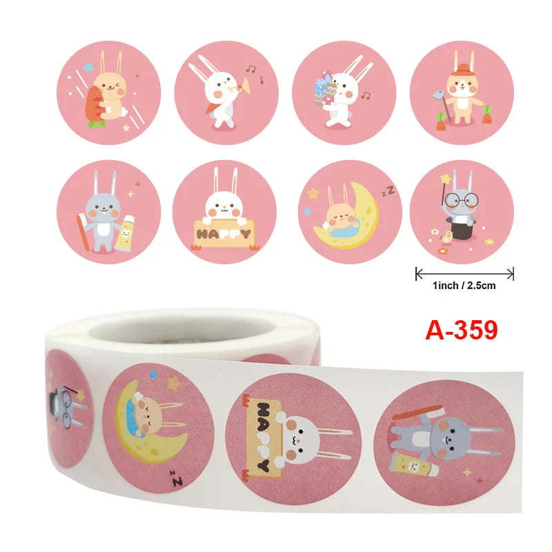 500 Pcs/Roll English Cartoon Animal Stickers Teacher Reward Students Stickers Self-adhesive Stationery Stickers (Online Order Only)