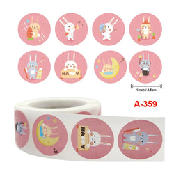 500 Pcs/Roll English Cartoon Animal Stickers Teacher Reward Students Stickers Self-adhesive Stationery Stickers (Online Order Only)