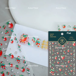 Strawberry Retro Lace Border  Flower Lovely Fruit Pearl Pendant Leaves Self Adhesive Nail Art Stickers Manicure Decal Wholesale (Online Order Only)